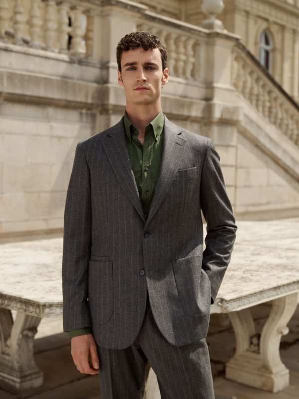 Costume Gris Sur Mesure Rayures Craies