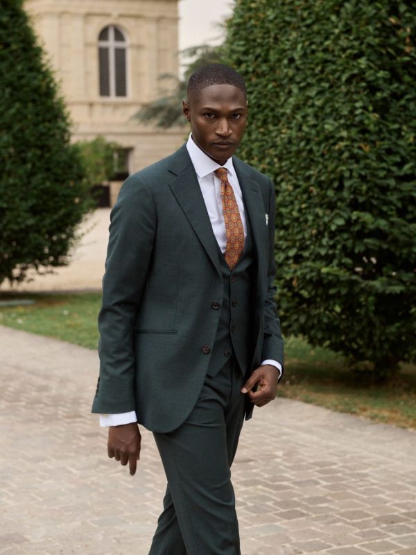 Costume Sur Mesure Paris Vert Trois Pieces